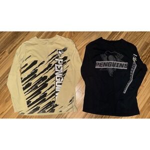 Pittsburgh Penguins Boys Sz 8 Long Sleeve T-Shirt Lot Cotton EUC